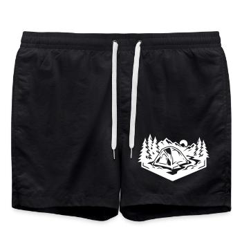 Tent Camping Outdoor Nature - Swim Trunks - black - Front - AI Model Male 185 light (185cm)