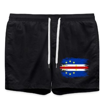 Cape Verde flag used - Swim Trunks - black - Front - AI Model Male 185 light (185cm)