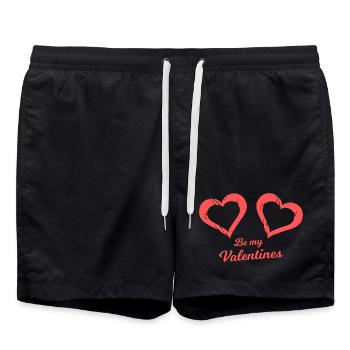 Be my Valentines Herzbrush - Badeshorts - Schwarz - Vorne - AI Model Male 185 light (185cm)