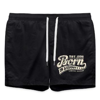 Born in August 1996 - Birthday - Gift - Swim Trunks - black - Front - AI Model Male 185 light (185cm)