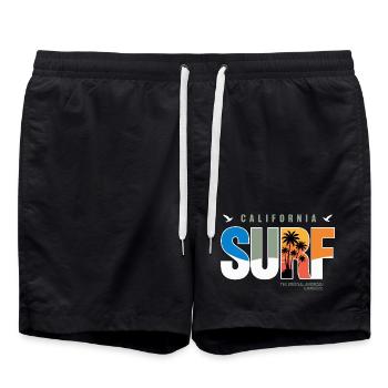 Surf California Palm Sunset - Badeshorts - Schwarz - Vorne - AI Model Male 185 light (185cm)