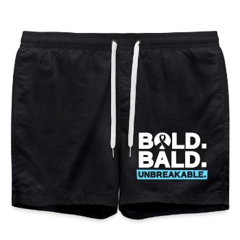 Glatze mit Mut - Unzerbrechlich stark - Badeshorts - Schwarz - Vorne - AI Model Male 185 light (185cm)