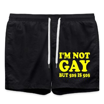 I'm not gay but 50$ is 50$ - Swim Trunks - black - Front - AI Model Male 185 light (185cm)