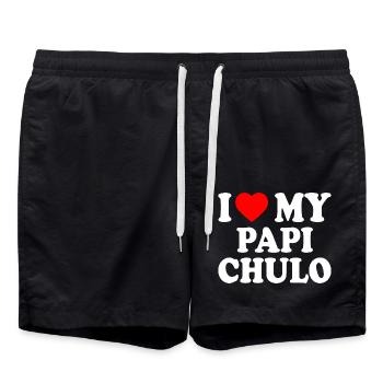 I love my papi chulo - Badeshorts - Schwarz - Vorne - AI Model Male 185 light (185cm)