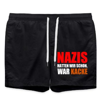 nazis hatten wir schon war kacke - Badeshorts - Schwarz - Vorne - AI Model Male 185 light (185cm)