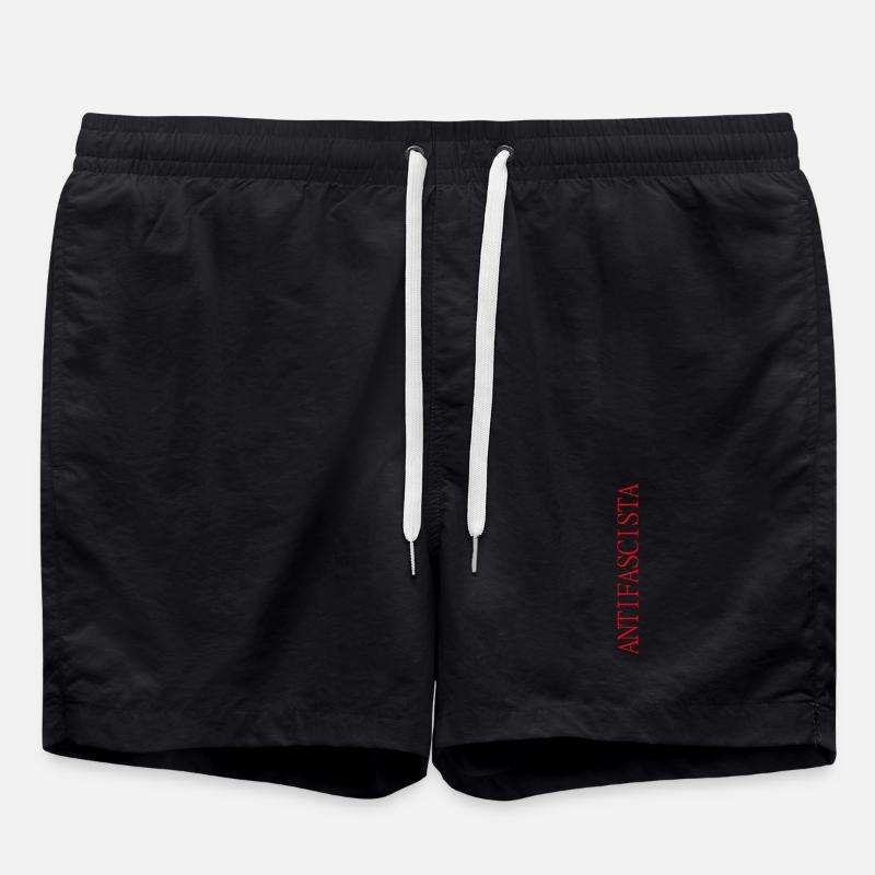 Lettrage antifasciste vertical en lettrage rouge - Short de bain - noir