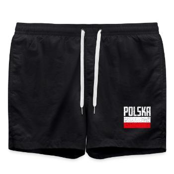 Poland Fan Item Grunge Flag Gift - Swim Trunks - black - Front - AI Model Male 185 light (185cm)