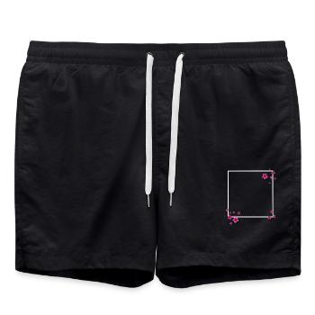 Fleurs carrées Rose - Short de bain - noir - Devant - AI Model Male 185 light (185cm)