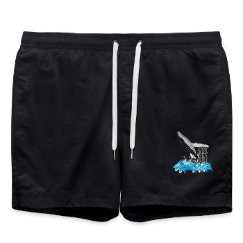 Buckelwal-Druck - Badeshorts - Schwarz - Vorne - AI Model Male 185 light (185cm)