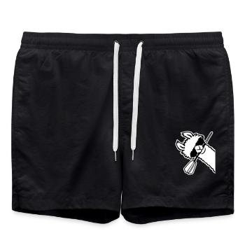 Cooles Lama Kopf Sonnenbrille Dartpfeil Maul Seite - Badeshorts - Schwarz - Vorne - AI Model Male 185 light (185cm)