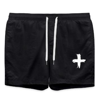 SCHWEIZ SWISS SWITZERLAND EUROPA SPORT FAN - Badeshorts - Schwarz - Vorne - AI Model Male 185 light (185cm)