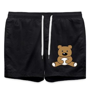 Baer mignon mignon assis petite bande dessinée bande dessinée cli - Short de bain - noir - Devant - AI Model Male 185 light (185cm)