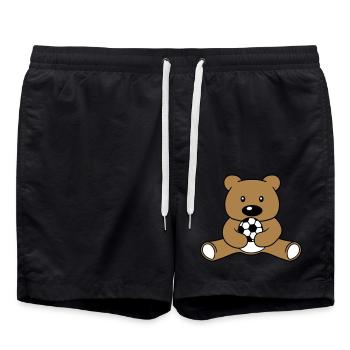 fussball spielen sport verein ball baer suess nied - Badeshorts - Schwarz - Vorne - AI Model Male 185 light (185cm)