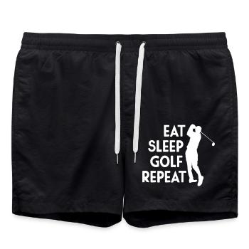 Eat Sleep Golf Repeat - Badeshorts - Schwarz - Vorne - AI Model Male 185 light (185cm)