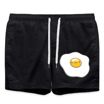 Spiegelei mit Gesicht - Badeshorts - Schwarz - Vorne - AI Model Male 185 light (185cm)