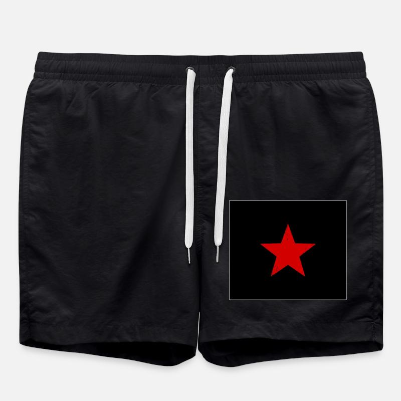 Roter Stern - Badeshorts - Schwarz