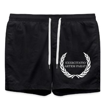 la pratique fait connaître le latin au maître - Short de bain - noir - Devant - AI Model Male 185 light (185cm)