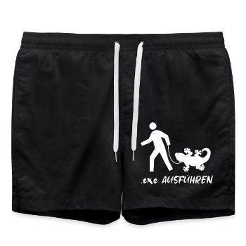 Exe Ausführen Admin Programmier Informatiker IT - Badeshorts - Schwarz - Vorne - AI Model Male 185 light (185cm)