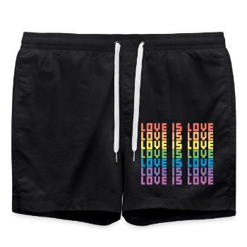 LGBTQ Love Is Love Gay Lesbian Pride Equality Gift - Swim Trunks - black - Front - AI Model Male 185 light (185cm)