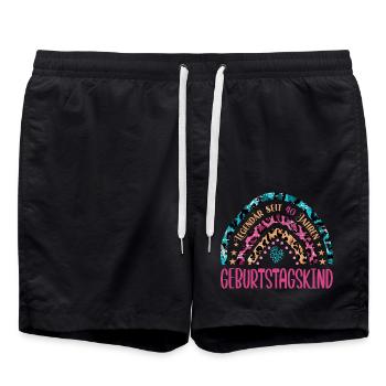 40. Geburtstag Frau Regenbogen Leopardenmuster - Badeshorts - Schwarz - Vorne - AI Model Male 185 light (185cm)