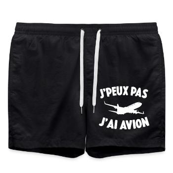 Je Peux Pas J'ai Avion Cadeau D'avion Pour Pilote - Short de bain - noir - Devant - AI Model Male 185 light (185cm)