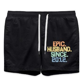 Epic Husband Since 2012 - 11th Anniversary For Men - Swim Trunks - black - Front - AI Model Male 185 light (185cm)