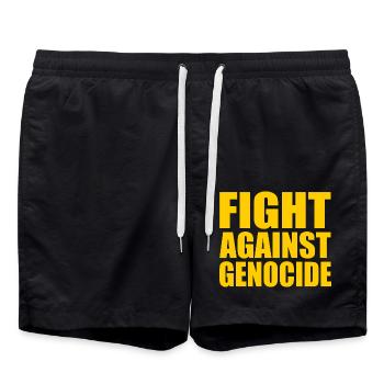 Fight against genocide - Short de bain - noir - Devant - AI Model Male 185 light (185cm)