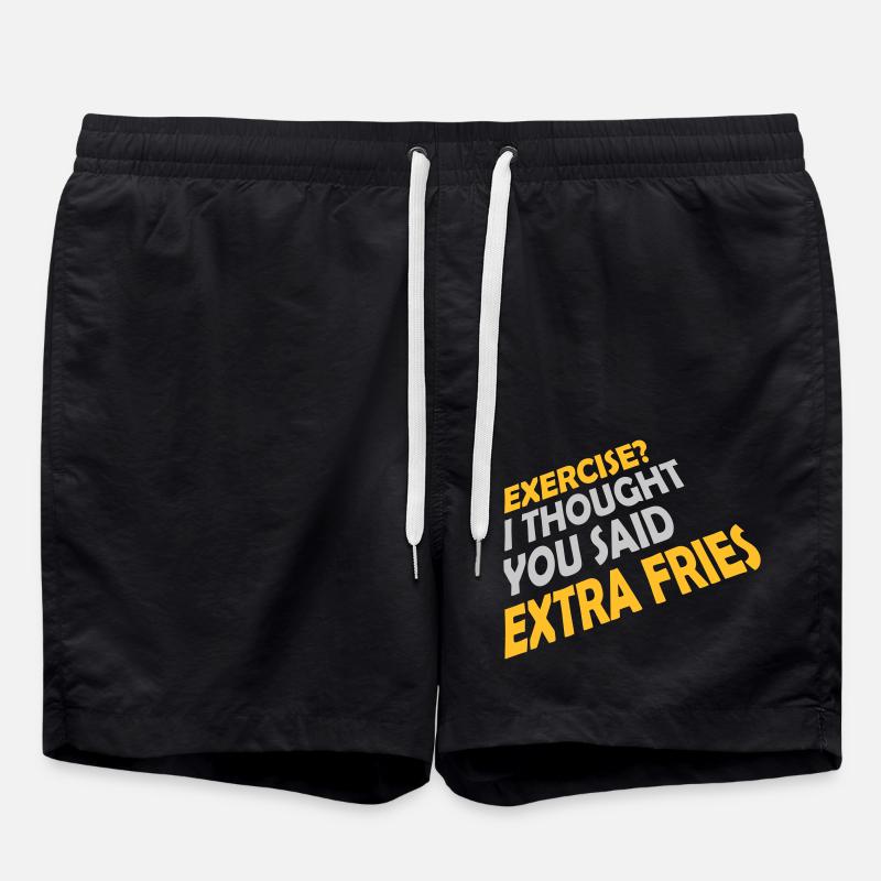 Exercise Extra Fries Quote - Swim Trunks - black