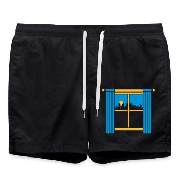 Sun Skyscrapers Big City Windows - Swim Trunks - black - Front - AI Model Male 185 light (185cm)