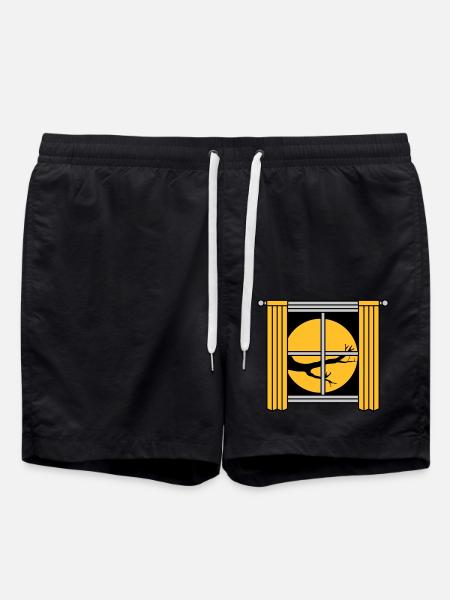 Moon Night Tree Window - Swim Trunks - black