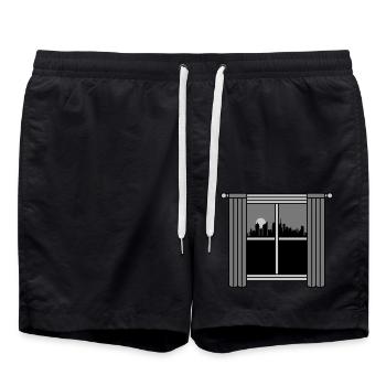 Rideau de fenêtre de grande ville la nuit - Short de bain - noir - Devant - AI Model Male 185 light (185cm)
