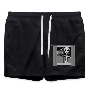 Fenster Ufo Alien nachts - Badeshorts - Schwarz - Vorne - AI Model Male 185 light (185cm)