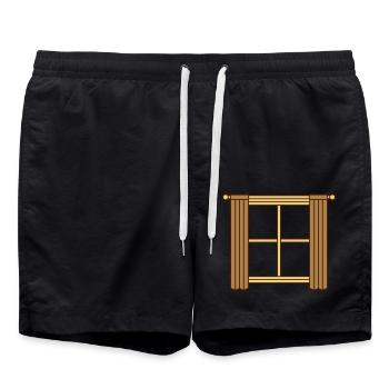 Wooden Window Curtain Design - Swim Trunks - black - Front - AI Model Male 185 light (185cm)