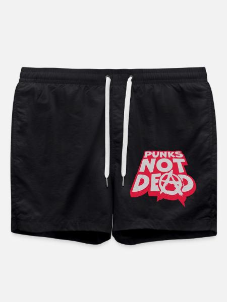 punks not dead quote - Swim Trunks - black