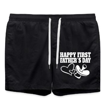 Papa Premier Cadeau de fête des Pères Père Fier Papa - Short de bain - noir - Devant - AI Model Male 185 light (185cm)