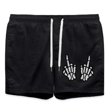 2 Hände Knochen Mittelfinger - Badeshorts - Schwarz - Vorne - AI Model Male 185 light (185cm)