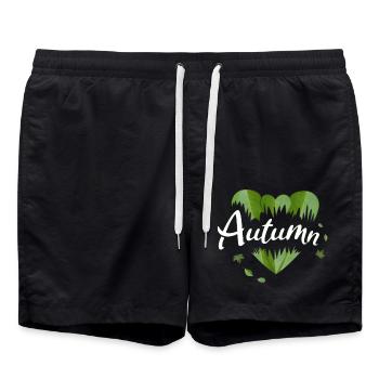 Autumn golden autumn leaves - Swim Trunks - black - Front - AI Model Male 185 light (185cm)