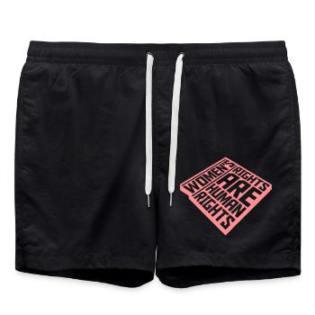 womens rights feminist quote - Swim Trunks - black - Front - AI Model Male 185 light (185cm)