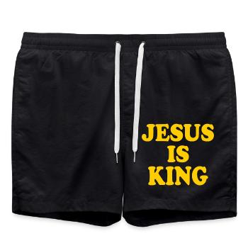 Jesus is king - Short de bain - noir - Devant - AI Model Male 185 light (185cm)