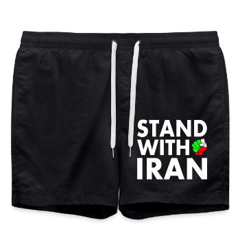 Stand with iran - Short de bain - noir - Devant - AI Model Male 185 light (185cm)