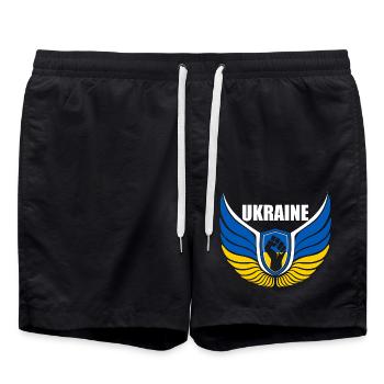 Logo de l’Ukraine - Short de bain - noir - Devant - AI Model Male 185 light (185cm)