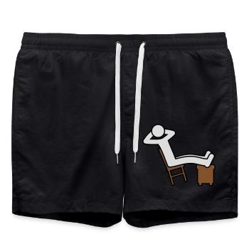 Man rests - Swim Trunks - black - Front - AI Model Male 185 light (185cm)