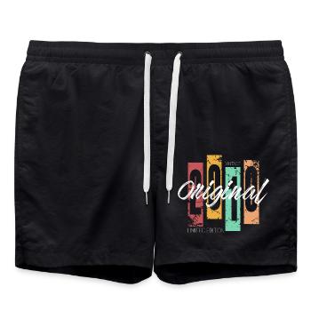 2010 vintage vintage retro anniversaire - Short de bain - noir - Devant - AI Model Male 185 light (185cm)
