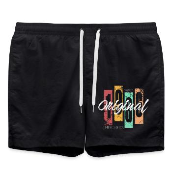 1986 Vintage Retro Anniversaire - Short de bain - noir - Devant - AI Model Male 185 light (185cm)