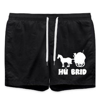 Pferdekutsche Hü Brid Hybrid Auto Pferd - Badeshorts - Schwarz - Vorne - AI Model Male 185 light (185cm)