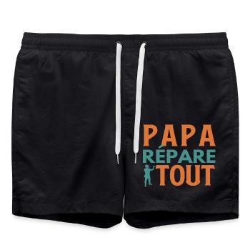 Papa répare tout - Short de bain - noir - Devant - AI Model Male 185 light (185cm)