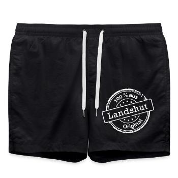 100% aus Landshut - Badeshorts - Schwarz - Vorne - AI Model Male 185 light (185cm)