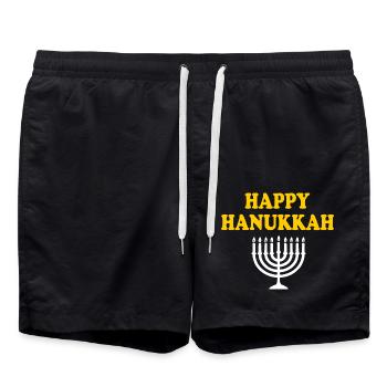 HAPPY HANUKKAH - Swim Trunks - black - Front - AI Model Male 185 light (185cm)