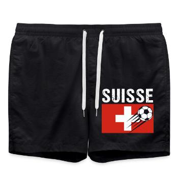 Switzerland Flag Gift Swiss Football Football - Swim Trunks - black - Front - AI Model Male 185 light (185cm)