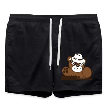Lustiger DJ Teddy Bär Mischpult Cool Party Musik - Badeshorts - Schwarz - Vorne - AI Model Male 185 light (185cm)